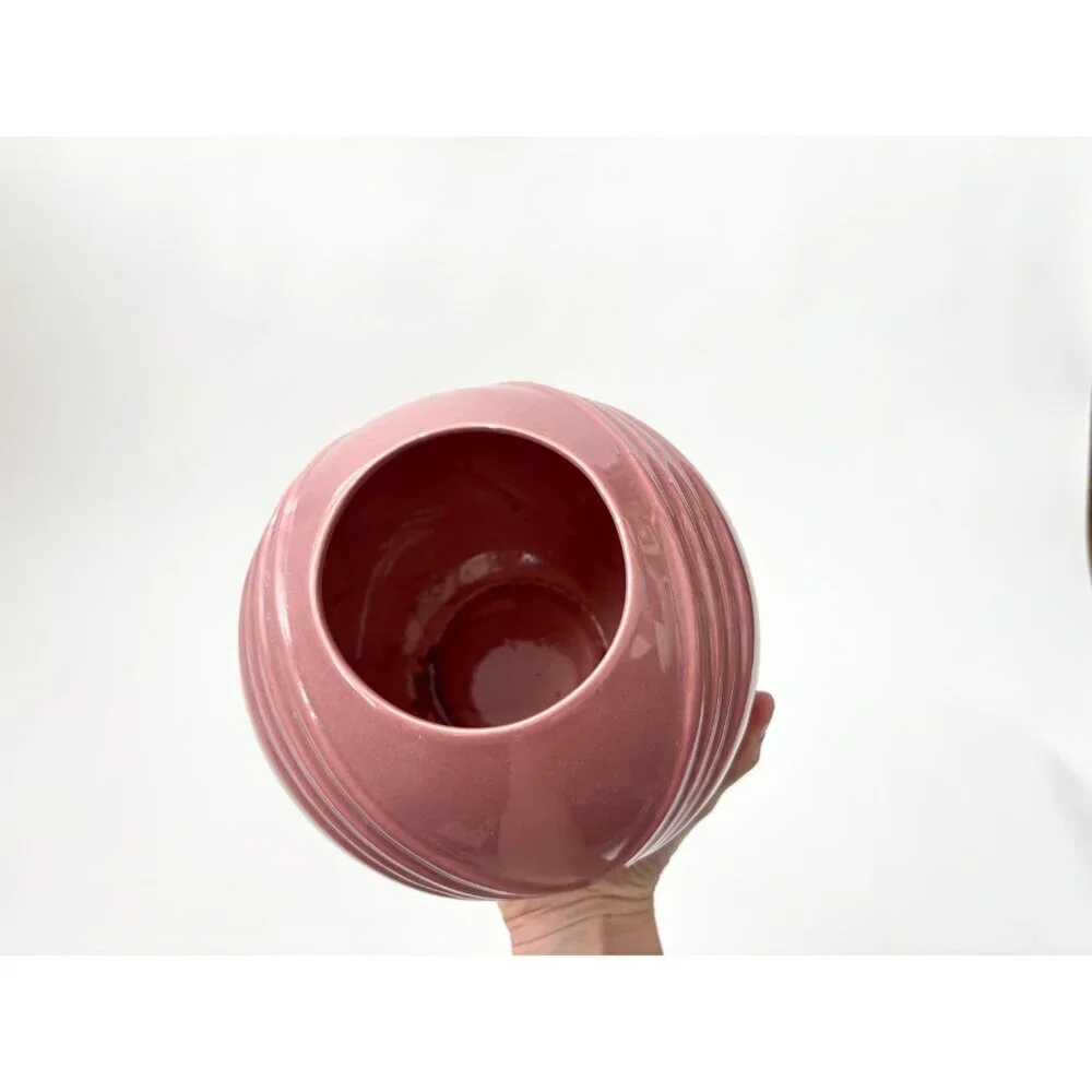 Dusty Rose Minimalist Bulbous Glazed Pottery Midcentury Modern 1980's Vase